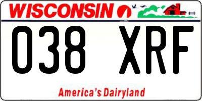 WI license plate 038XRF