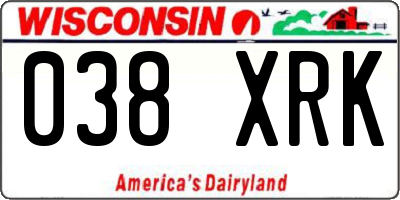 WI license plate 038XRK