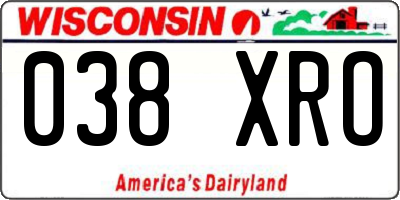 WI license plate 038XRO