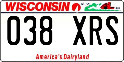 WI license plate 038XRS