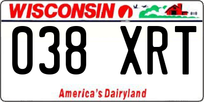 WI license plate 038XRT