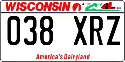 WI license plate 038XRZ