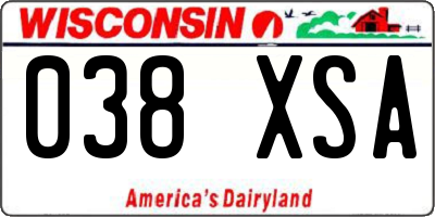 WI license plate 038XSA