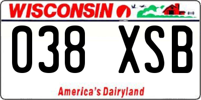 WI license plate 038XSB