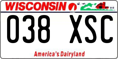 WI license plate 038XSC