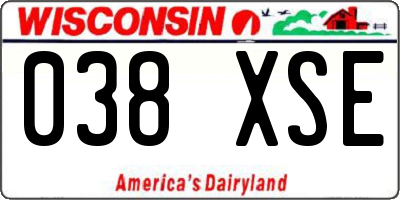 WI license plate 038XSE