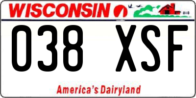 WI license plate 038XSF
