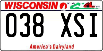 WI license plate 038XSI