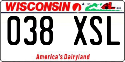 WI license plate 038XSL