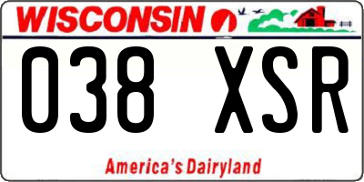 WI license plate 038XSR