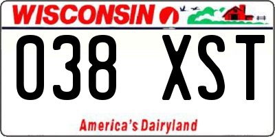 WI license plate 038XST