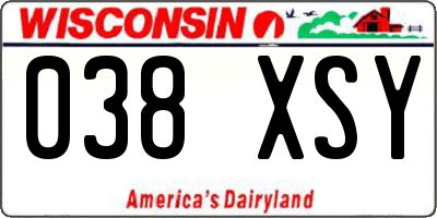WI license plate 038XSY