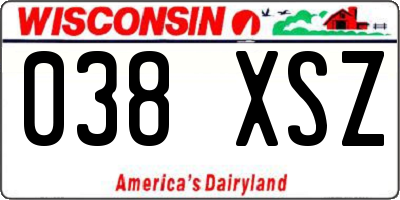 WI license plate 038XSZ