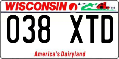 WI license plate 038XTD