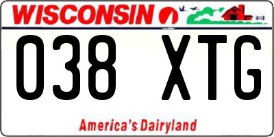 WI license plate 038XTG