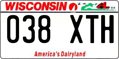 WI license plate 038XTH