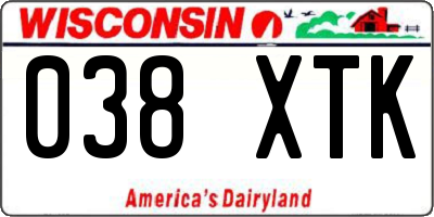 WI license plate 038XTK
