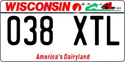 WI license plate 038XTL