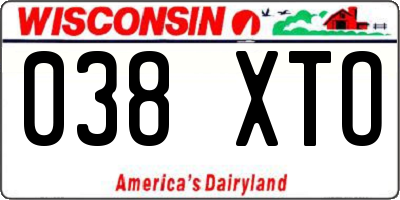 WI license plate 038XTO
