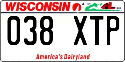WI license plate 038XTP