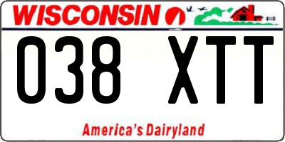 WI license plate 038XTT
