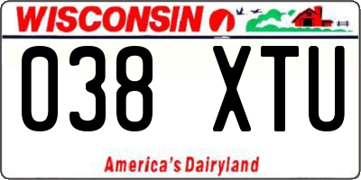 WI license plate 038XTU