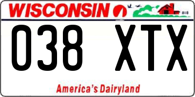 WI license plate 038XTX