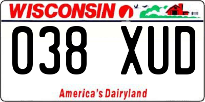 WI license plate 038XUD