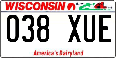 WI license plate 038XUE