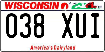 WI license plate 038XUI