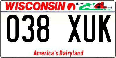 WI license plate 038XUK