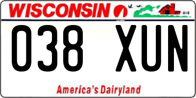 WI license plate 038XUN