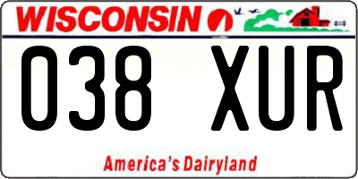 WI license plate 038XUR