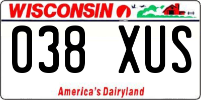 WI license plate 038XUS