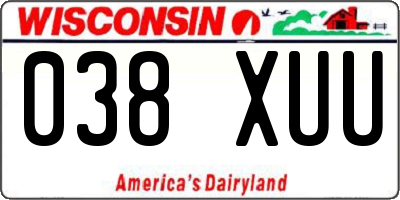 WI license plate 038XUU