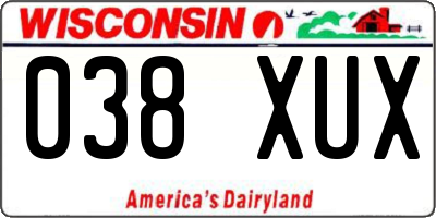 WI license plate 038XUX