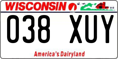 WI license plate 038XUY