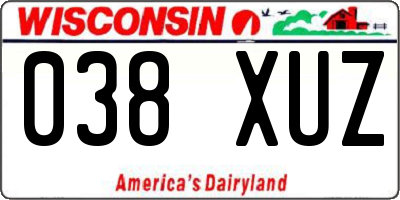 WI license plate 038XUZ