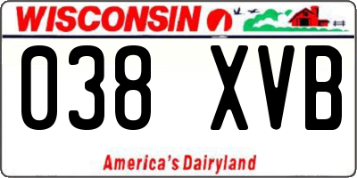 WI license plate 038XVB