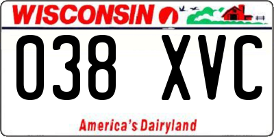 WI license plate 038XVC