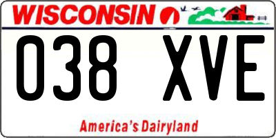 WI license plate 038XVE