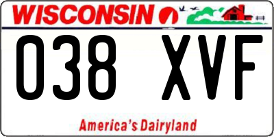 WI license plate 038XVF