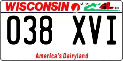 WI license plate 038XVI