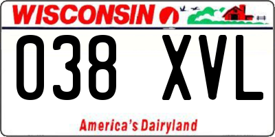 WI license plate 038XVL