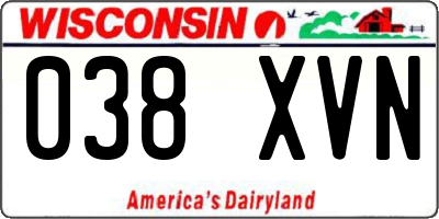 WI license plate 038XVN