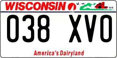 WI license plate 038XVO