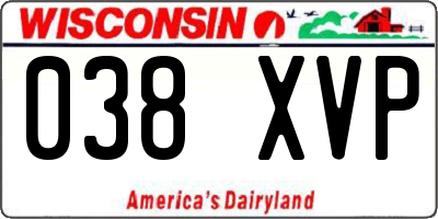 WI license plate 038XVP