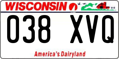 WI license plate 038XVQ