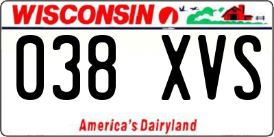 WI license plate 038XVS