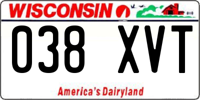 WI license plate 038XVT